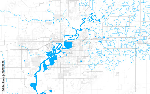 Rich detailed vector map of Lake Charles, Louisiana, USA
