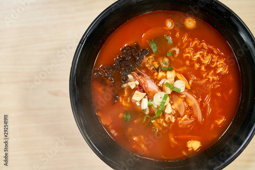 Korean Ramen with Seafood in a Bowl