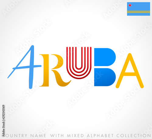 Country name with mixed alphabets isolated on white background : Vector Illustration