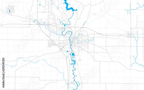 Rich detailed vector map of Iowa City, Iowa, USA