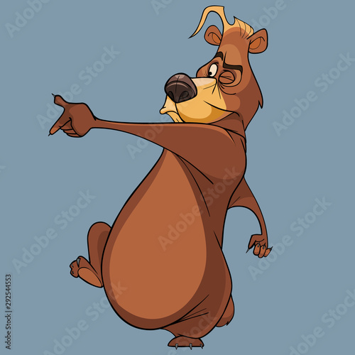 cartoon brown bear squinting and aiming intently