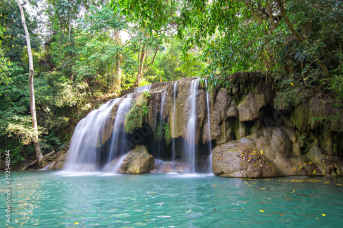 Waterfall in tripical forest of thailand.