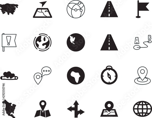 map vector icon set such as: universal, navigational, safety, invitation, navigate, orbit, red, advise, bright, turn, tracking, rose, roundabout, africa, feeling, emblem, shadow, nobody, heart