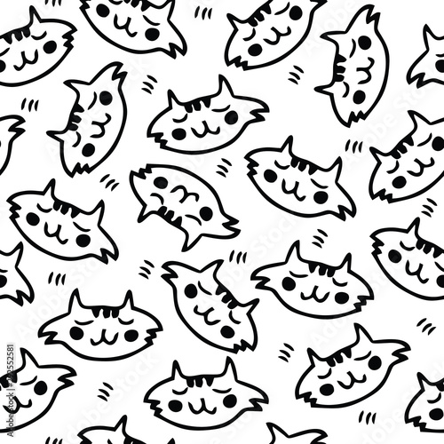 Fototapeta Naklejka Na Ścianę i Meble -  Seamless Pattern Handdrawn Cute Cats, Cartoon Animals Background, Vector Illustration