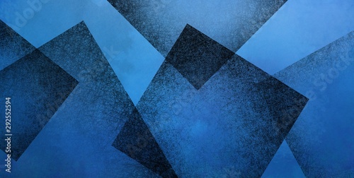 Abstract blue background with black geometric square shapes layered in random pattern, elegant dark blue and black wallpaper design that is modern and textured