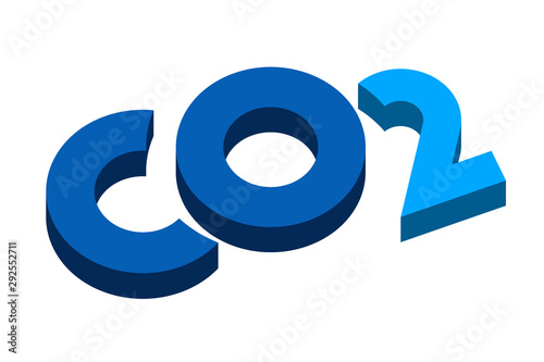 Carbon dioxide symbol in 3d effect. Isolated.