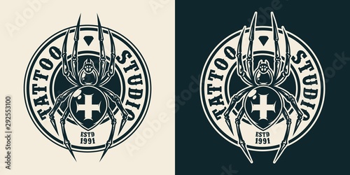 Vintage tattoo salon round logo