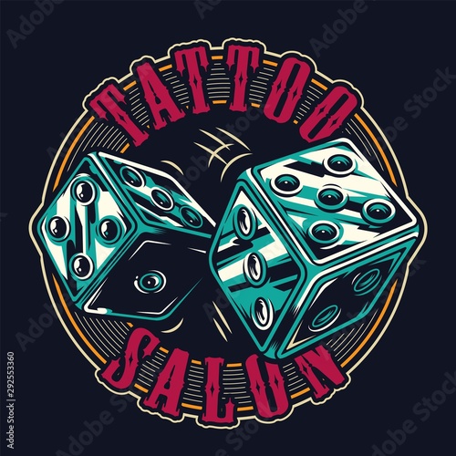 Vintage tattoo studio round label