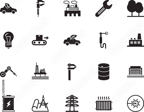 factory vector icon set such as: floor, circle, blueprint, water, robotics, cargo, petroleum, radiators, nuclear, extraction, high, forest, project, engineer, glass, warm, idea, illumination, robot