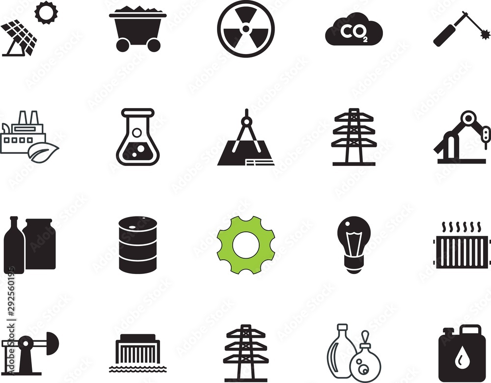 Science Factory Icon factory vector icon set such as: river, label, automation, text, cell ...