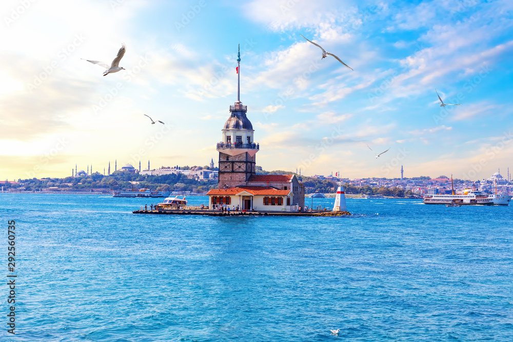 Maiden's Tower in Istanbul, Turkey, sea view