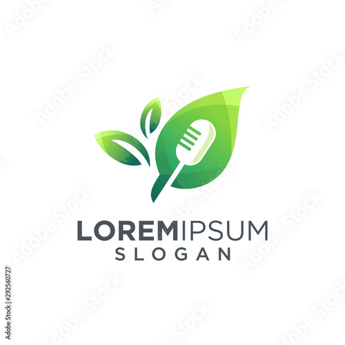 mic and leaf logo design illustration