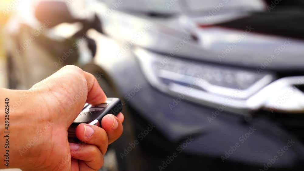 Footage of Locking the car by the car's key remote control.