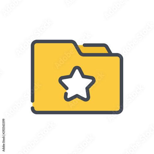 Favourite folder color line icon. Folder with starvector outline colorful sign. photo