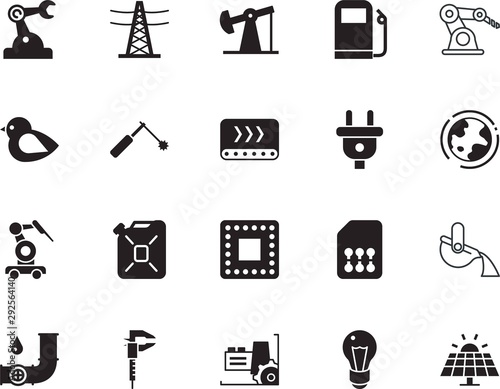 factory vector icon set such as: repair, travel, slag, jack, nestling, lines, canister, clean, contour, socket, phone, chimney, dual, molten, wing, working, planet, panels, melting, sketch, wheel
