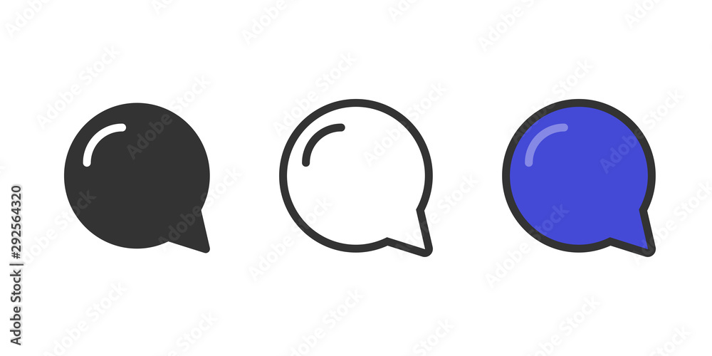 Set of comment icons on a white background in a flat design Set of comment icons on a white background in a flat design