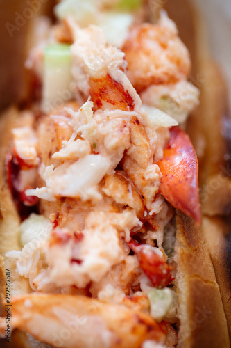 Lobster roll-lobster meat and celery on toasted roll photo