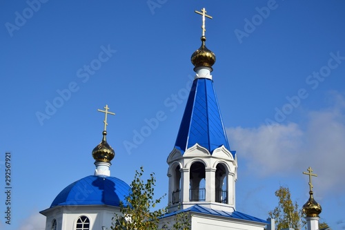 domes of the orthodox church against the blue sky