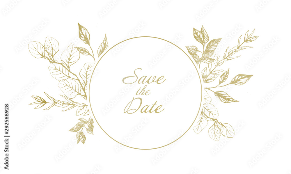 Inviting frame with golden branches
