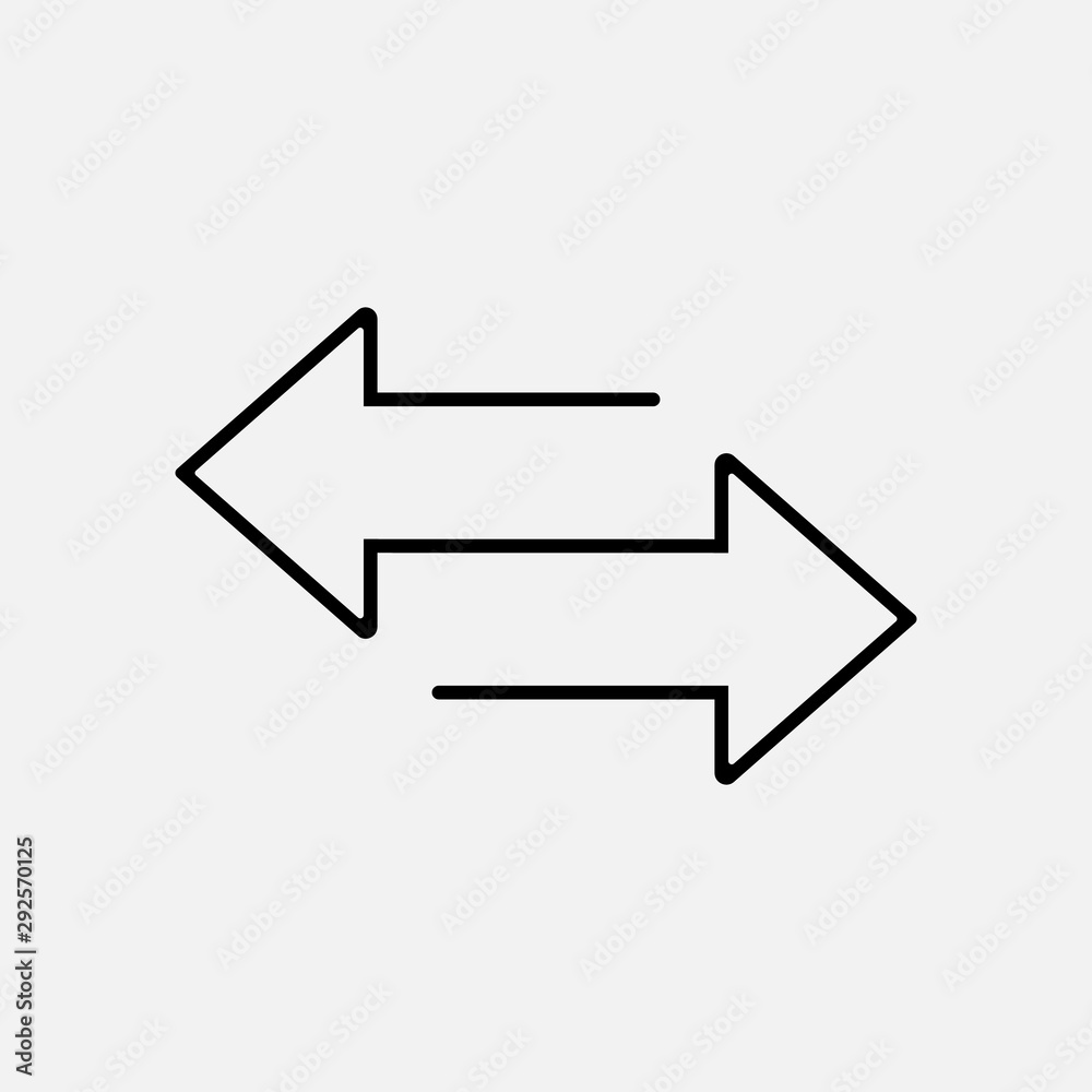 Arrow left and right line icon isolated on white background. Vector illustration. Arrow left and right line icon isolated on white background. Vector illustration.