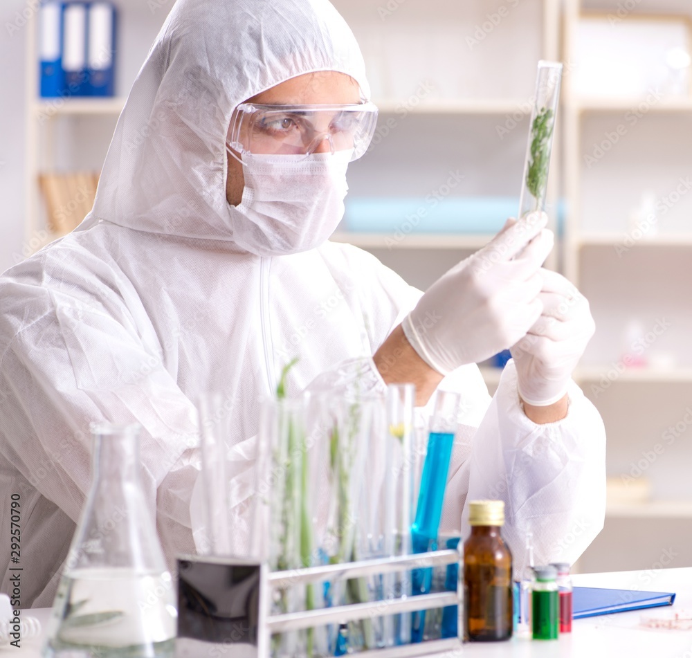 Biotechnology scientist chemist working in lab Biotechnology scientist chemist working in lab