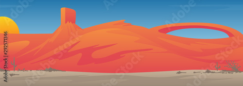 Beautiful Desert Valley Landscape Scene Vector Illustration
