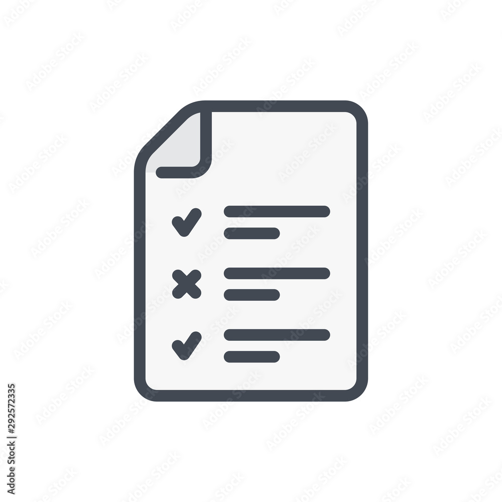 Questionnaire document color line icon. File with survey vector outline colorful sign. Questionnaire document color line icon. File with survey vector outline colorful sign.