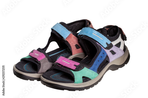 Sports female sandals on a white background