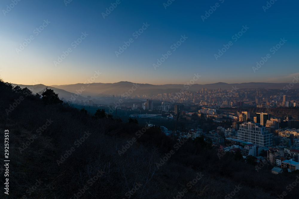 View of the city of Tbilisi at sunset