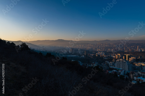 View of the city of Tbilisi at sunset