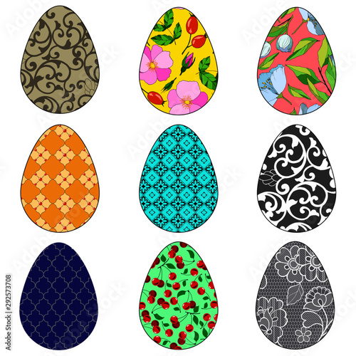 set of Easter eggs, colored Easter eggs