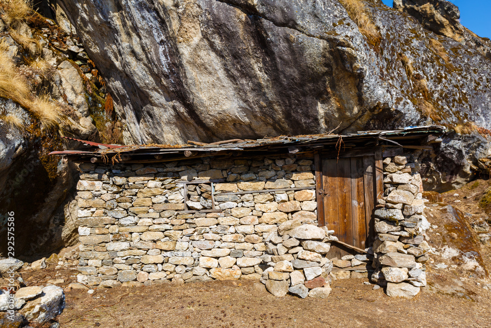 Old abandoned barn in the mountains Everest Trail Base Camp. Nepal. Stock  Photo | Adobe Stock