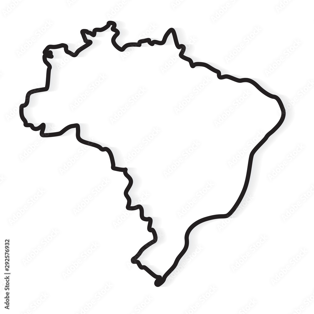 black outline of Brazil map- vector illustration black outline of Brazil map- vector illustration
