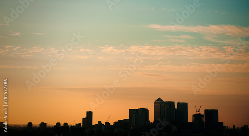 sunset in the city london