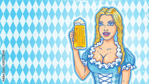 Vector Oktoberfest girl with beer