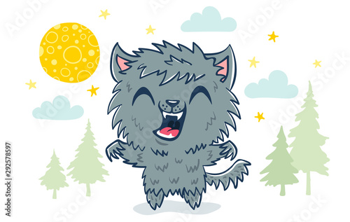 Werewolf in kawaii style