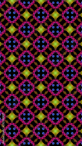 Ornate geometric pattern and abstract multicolored background