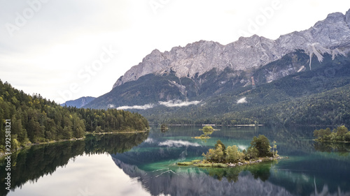 Cloudy german lake eibsee zugspitze