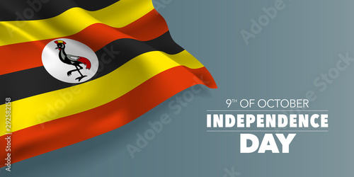 Uganda independence day greeting card, banner with template text vector illustration
