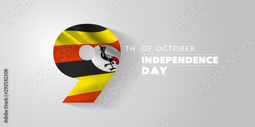 Uganda independence day greeting card, banner, vector illustration