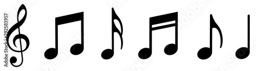Fényképezés Music notes icons set. Vector illustration