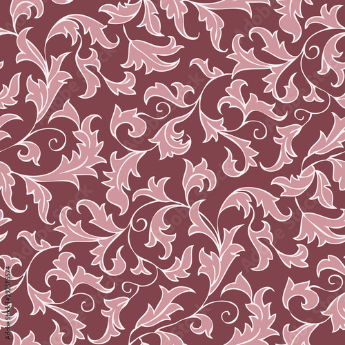 Pink and purple holly vine seamless pattern