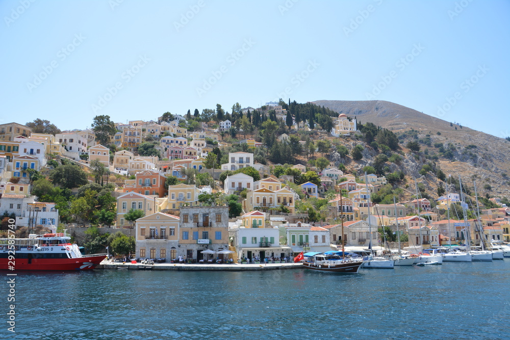 Traditional colorful Greece series - beautiful Symi island (near Rhodes), Dodecanese, AEGEAN SEA, GREECE.