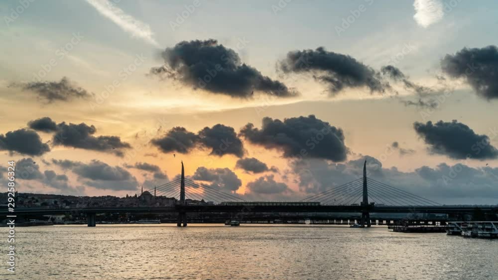 Timelapse of the sunset and tourist boats in Istanbul, Turkey Timelapse of the sunset and tourist boats in Istanbul, Turkey