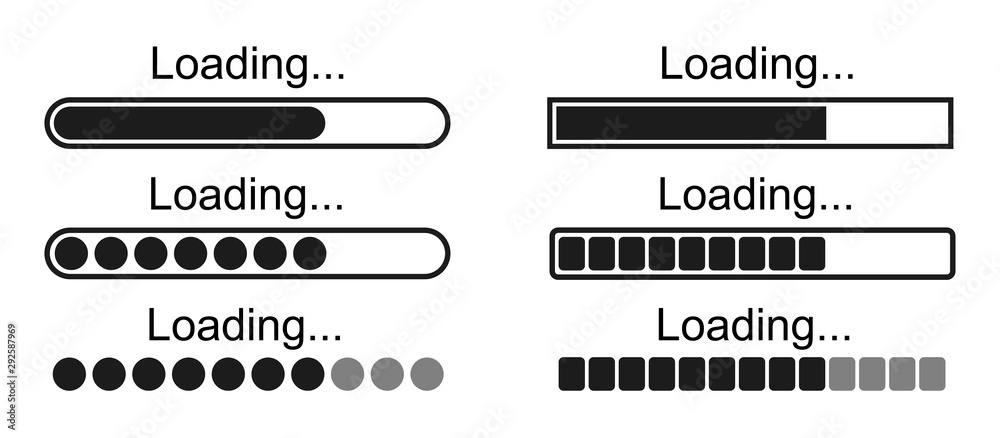 Set loading bar icons – stock vector - obrazy, fototapety, plakaty 