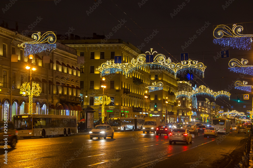 Christmas decoration in St Petersburg, Russia