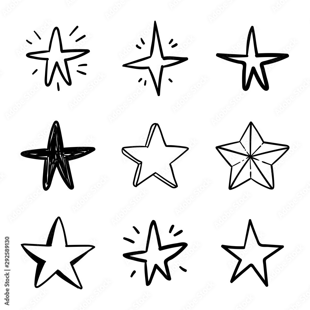 Star doodles collection. Set of hand drawn stars. Vector art illustration. Star doodles collection. Set of hand drawn stars. Vector art illustration.
