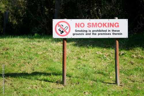 No smoking sign on grass at work grounds uk