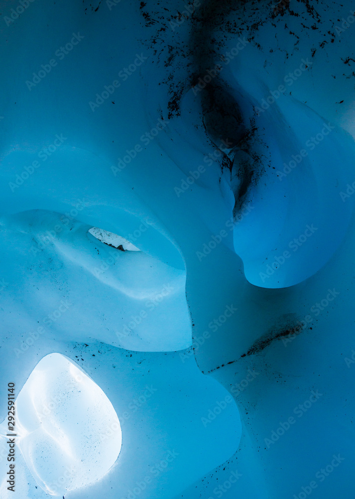 Scuplted ice beneath the surface of the Matnauska Glacier, Alaska.