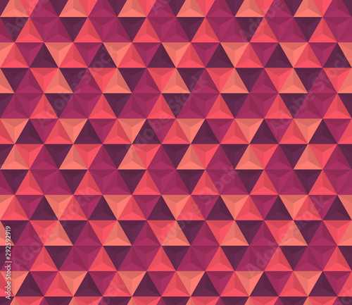 Vector seamless illustration of multicolor triangle pattern. Colored geometric vector background.